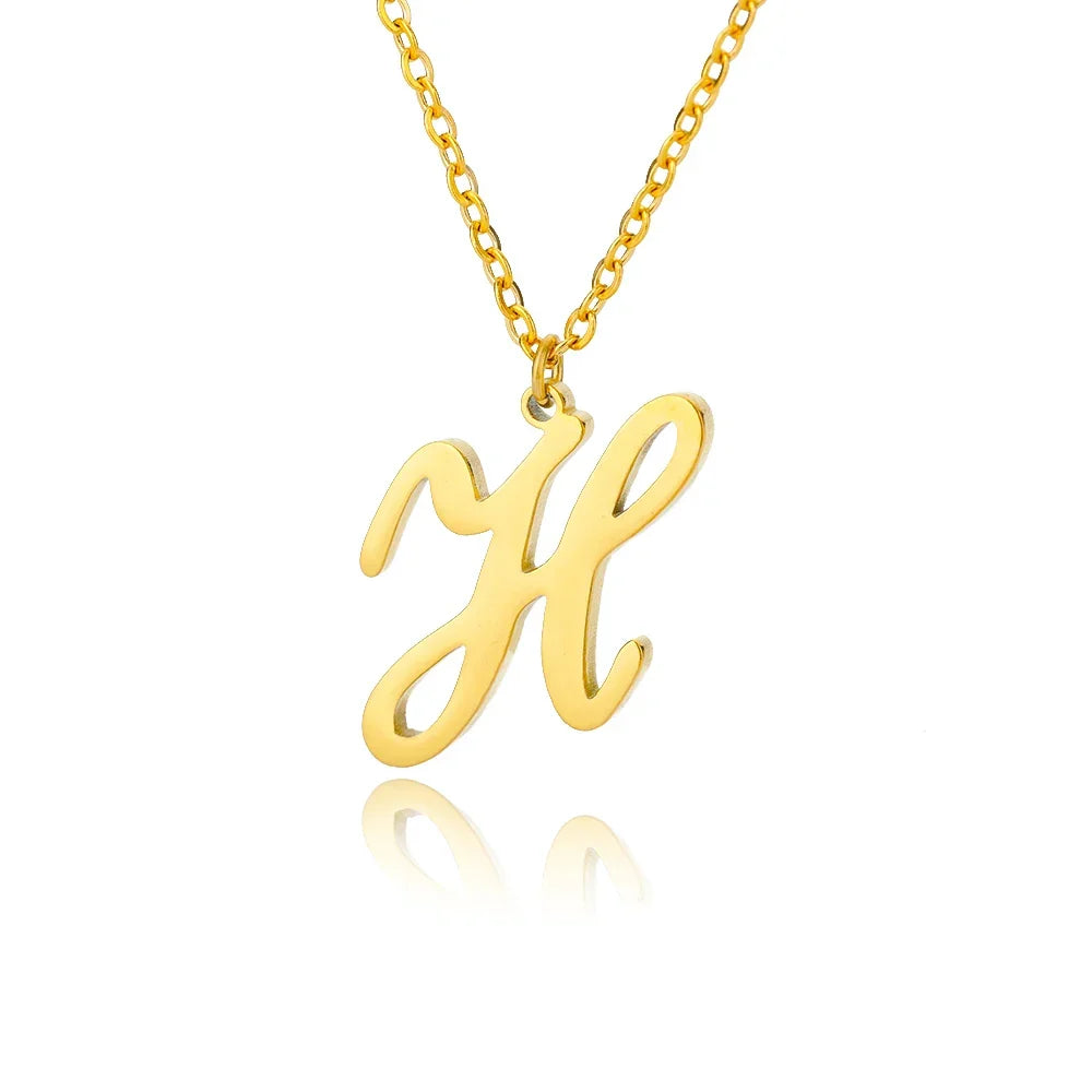 Collier avec pendentif initiale pour femme h