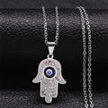 Collar con colgante mano de Fátima y ojo azul nazar boncuk 