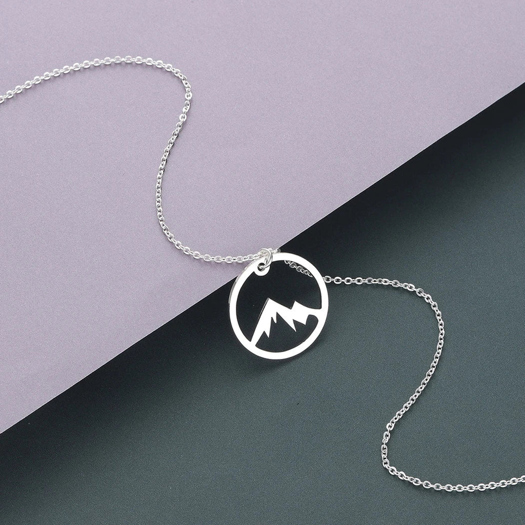 Mountain Pendant Necklace for Men or Women silver