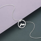 Mountain Pendant Necklace for Men or Women silver