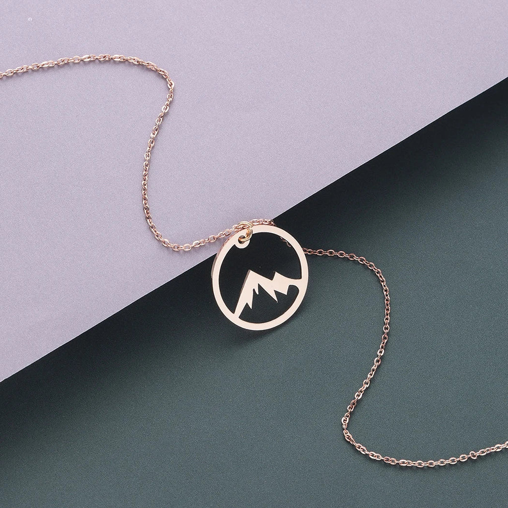 Mountain Pendant Necklace for Men or Women rose gold