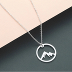 Mountain Pendant Necklace for Men or Women silver