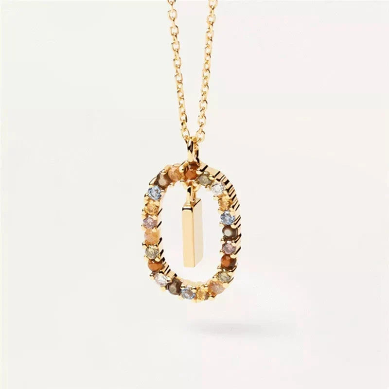 Collar con colgante ovalado inicial - letra 