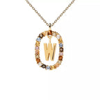 Collier avec pendentif ovale initiale w