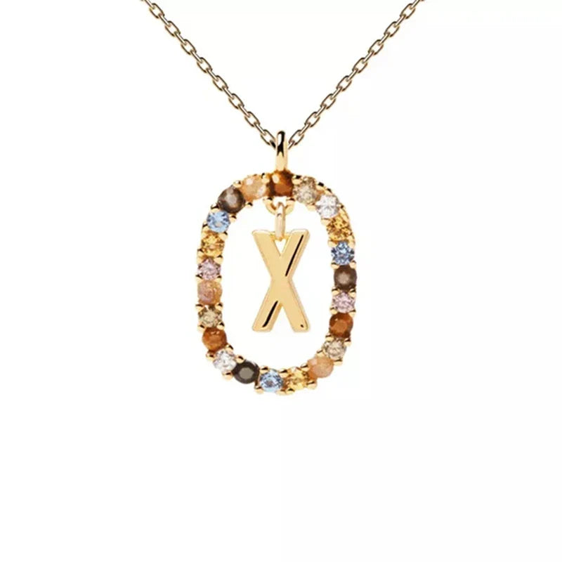 Collier avec pendentif ovale initiale x