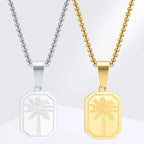 Necklace with geometric palm tree pendant