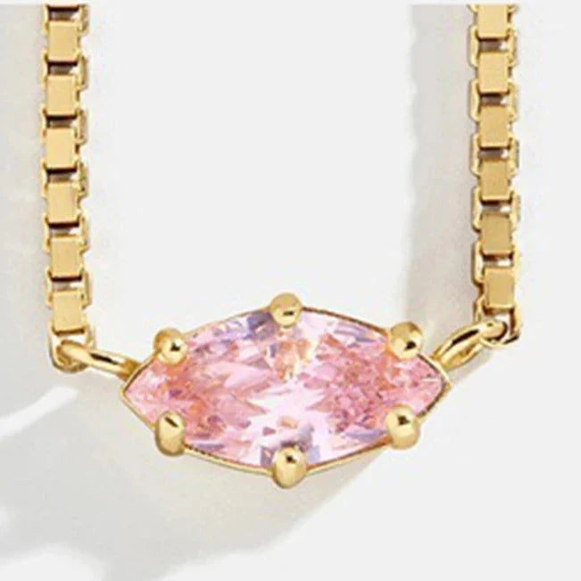 Necklace with an eye-shaped birthstone pendant