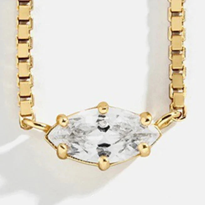 Necklace with an eye-shaped birthstone pendant
