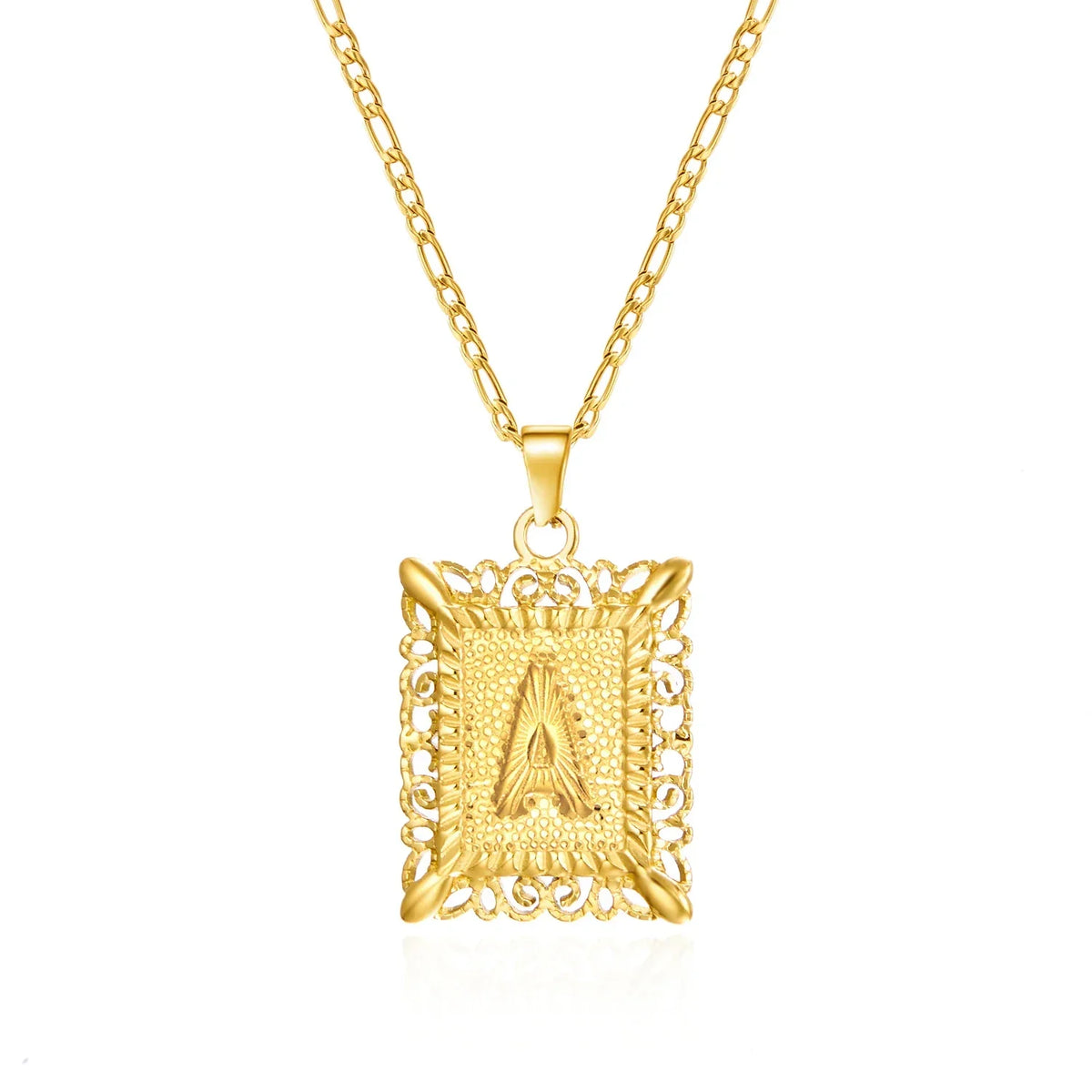 Collar con colgante rectangular con inicial - letra 