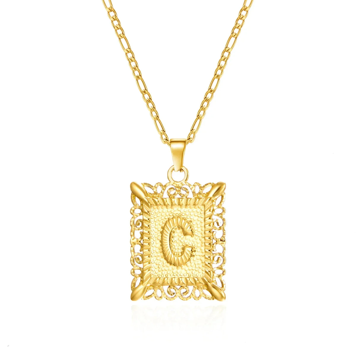 Collar con colgante rectangular con inicial - letra 