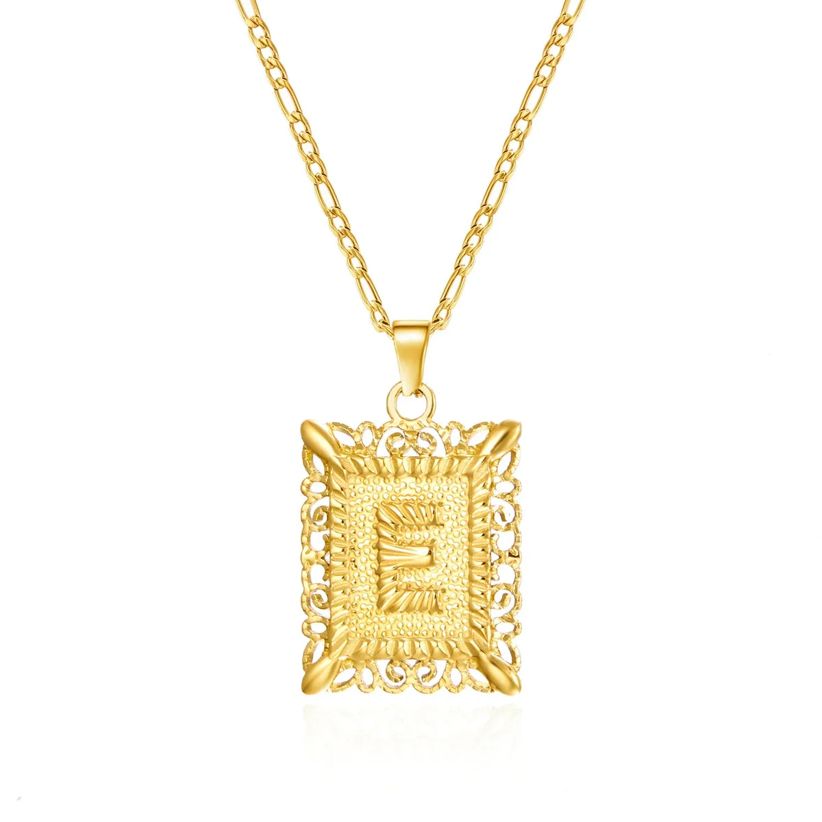 Collar con colgante rectangular con inicial - letra 