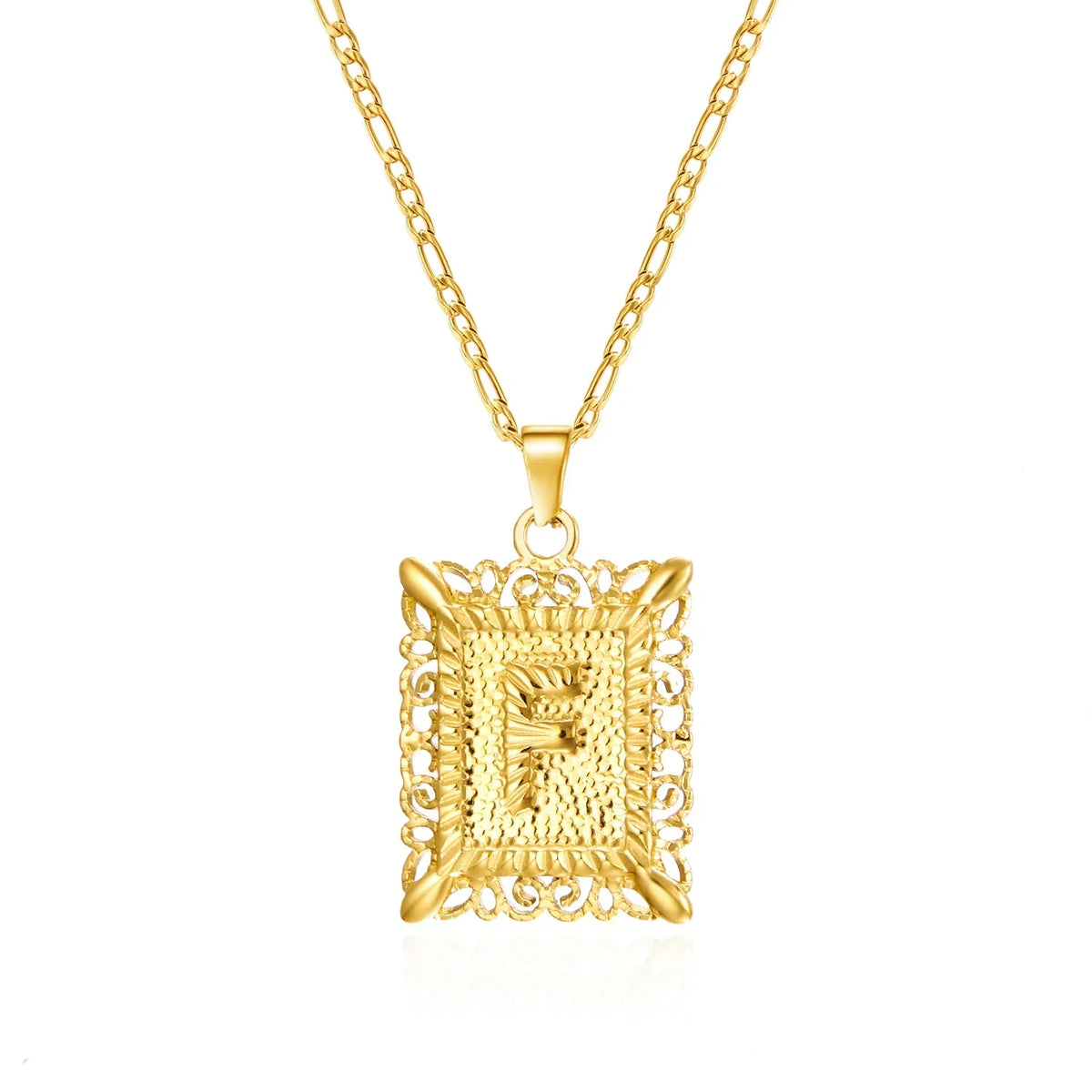 Collar con colgante rectangular con inicial - letra 