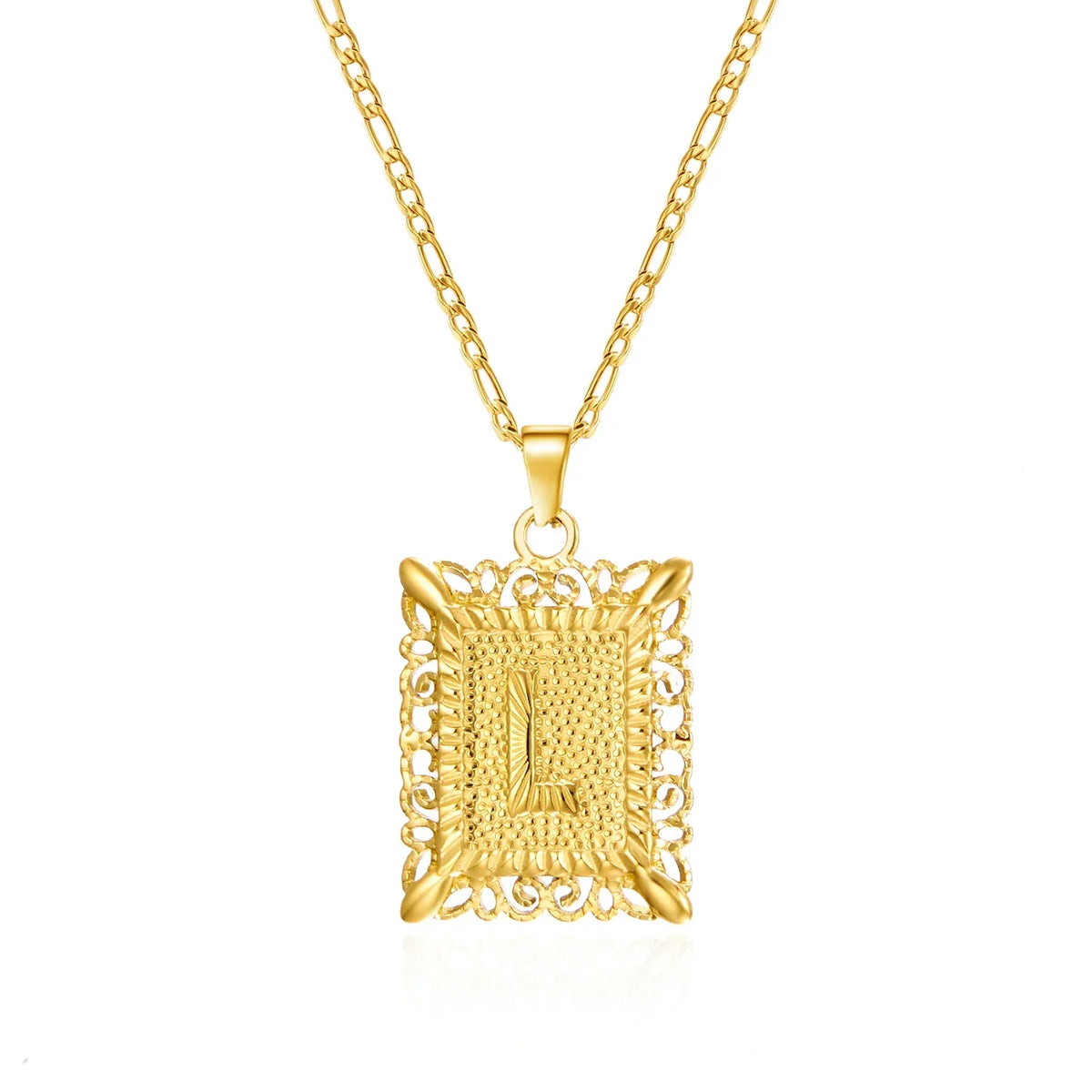 Collar con colgante rectangular con inicial - letra 