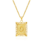 Collar con colgante rectangular con inicial - letra 