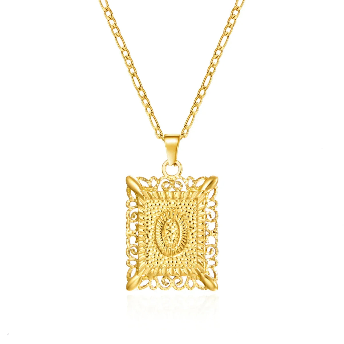 Collar con colgante rectangular con inicial - letra 