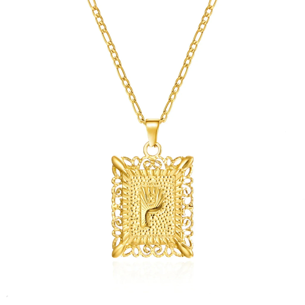 Collar con colgante rectangular con inicial - letra 