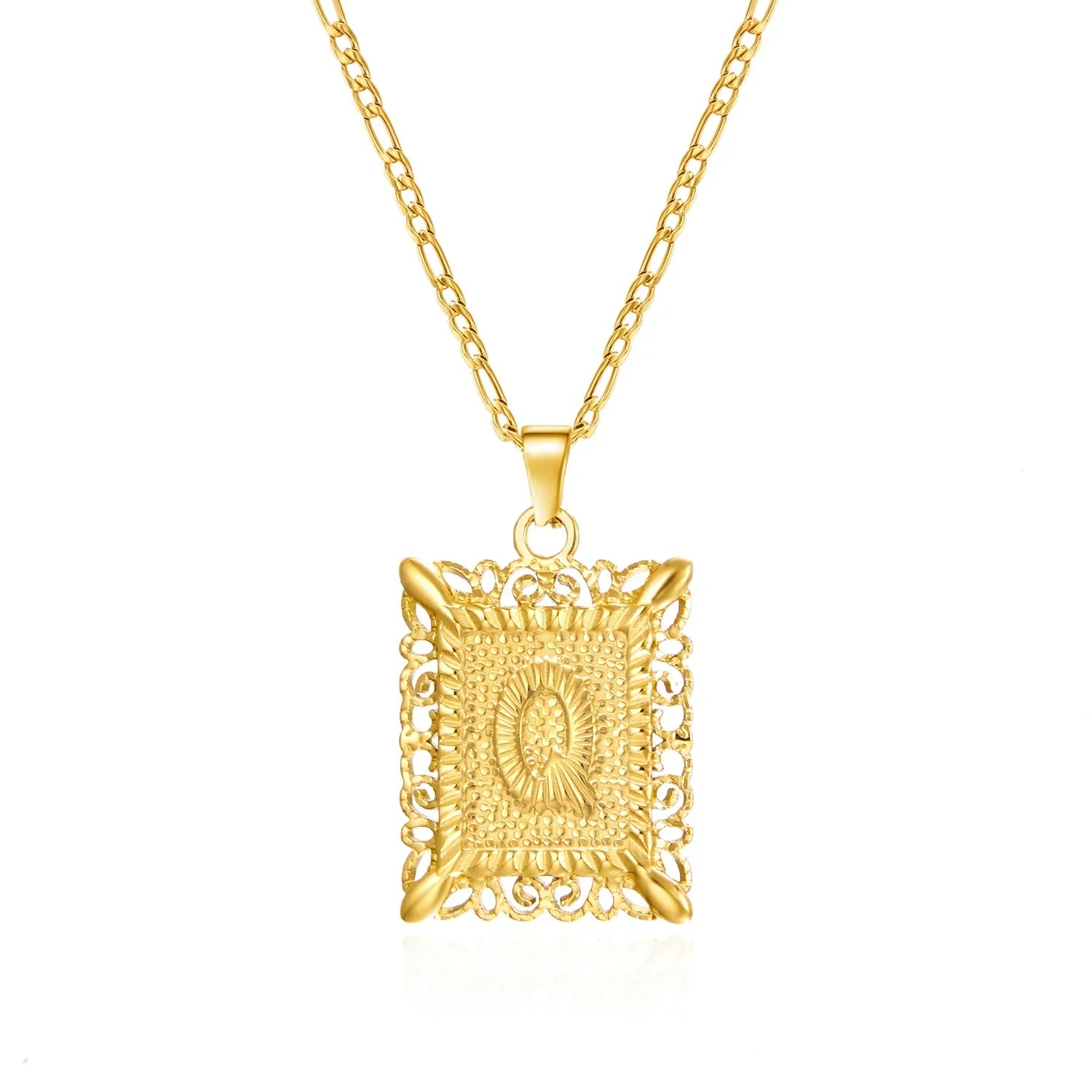 Collier avec pendentif rectangulaire initiale q