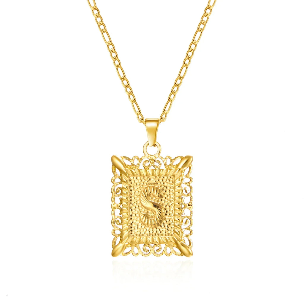 Collar con colgante rectangular con inicial - letra 