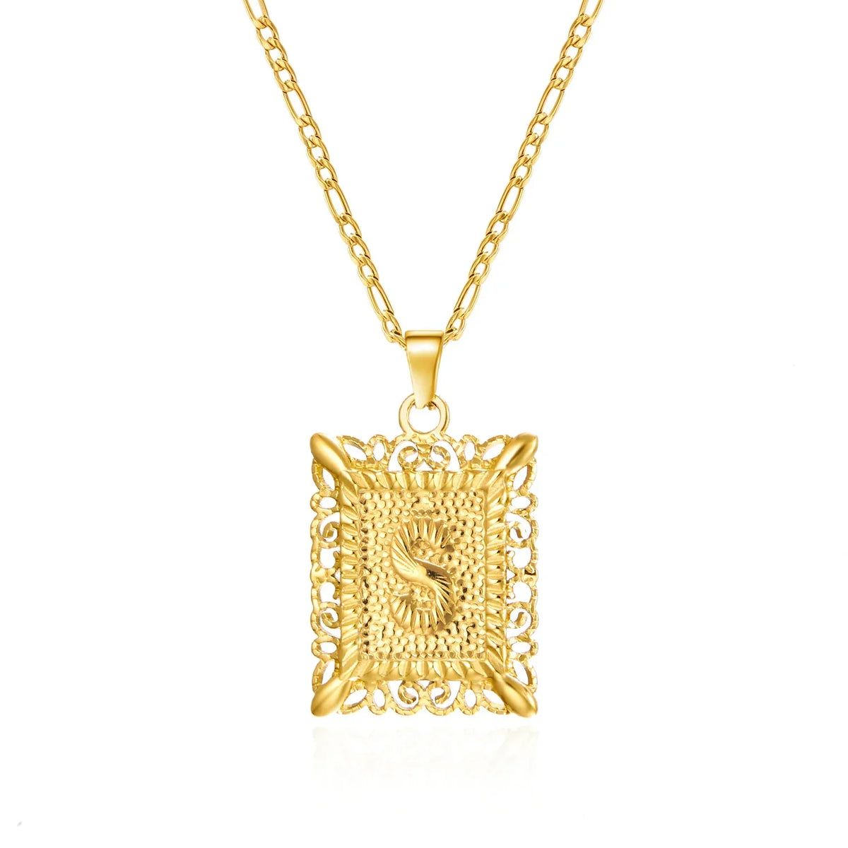 Collar con colgante rectangular con inicial - letra 