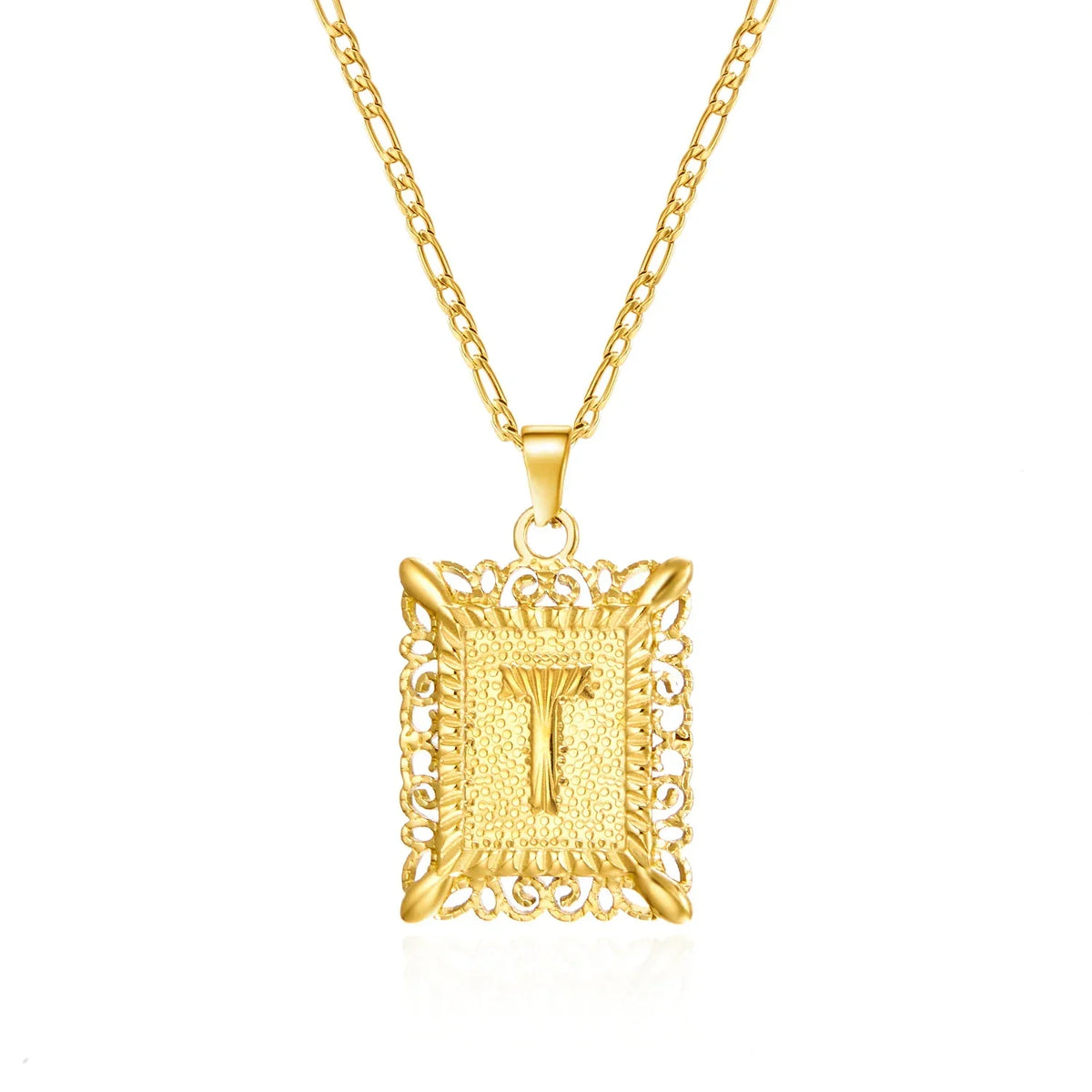 Collar con colgante rectangular con inicial - letra 