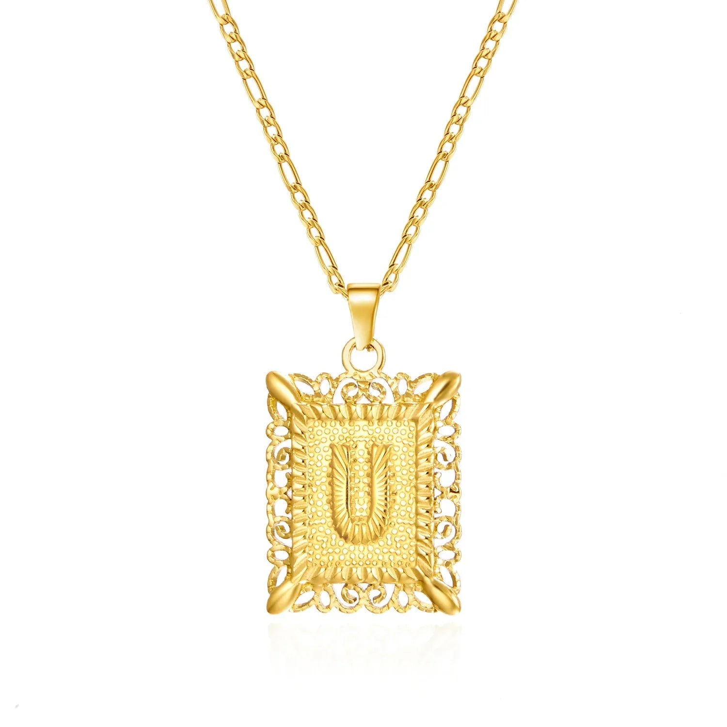 Collier avec pendentif rectangulaire initiale u