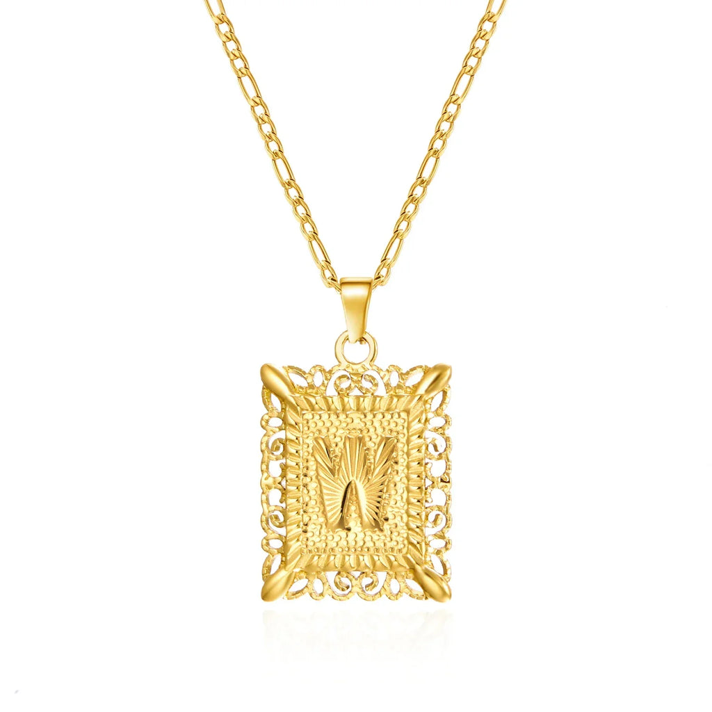 Collar con colgante rectangular con inicial - letra 