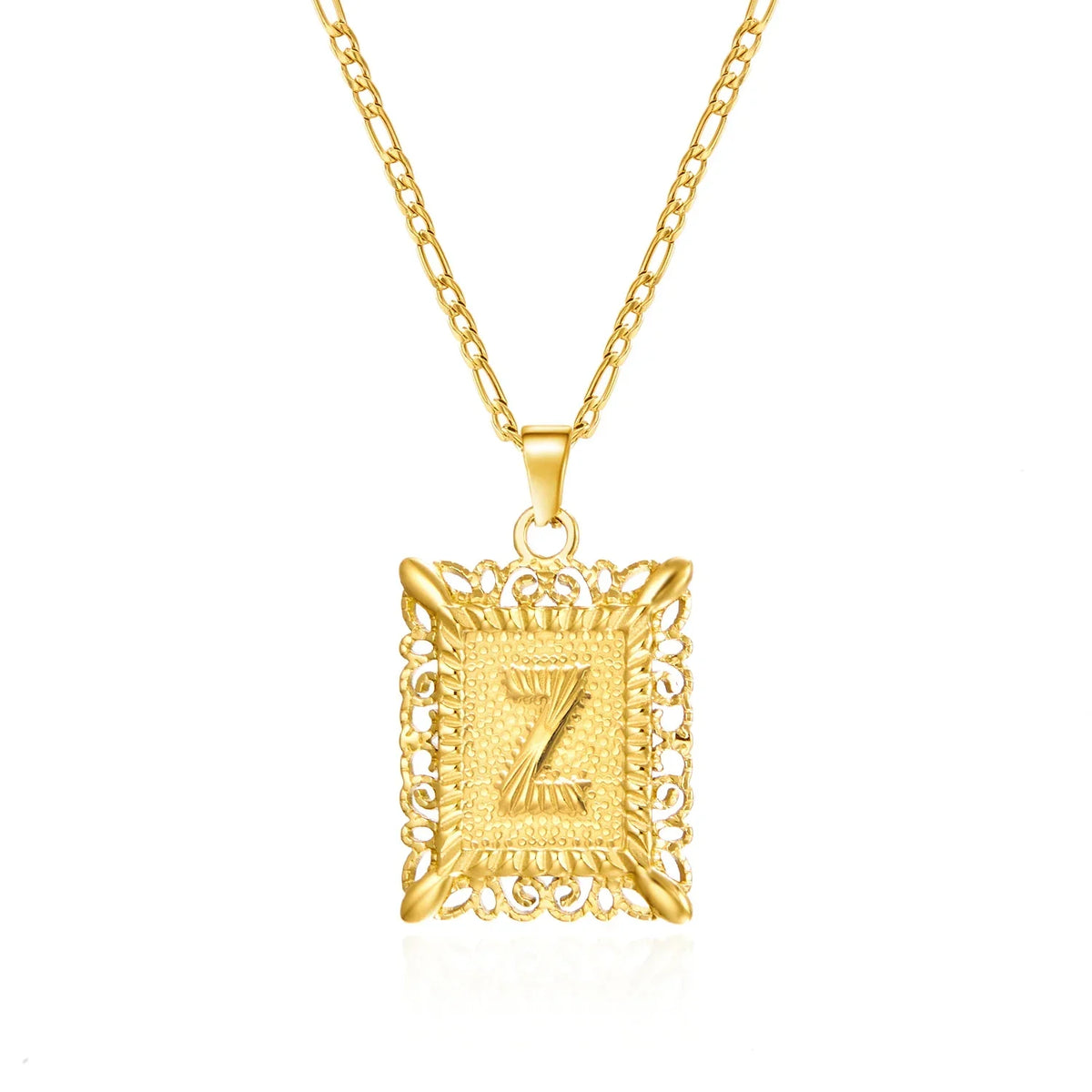 Collar con colgante rectangular con inicial - letra 