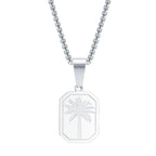 Collier avec Pendentif Rectangulaire Palmier argent