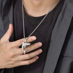 Silver Men's Shark Pendant Necklace