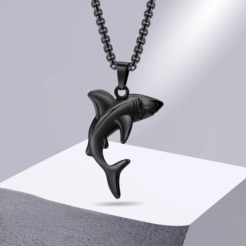 Black Men's Shark Pendant Necklace