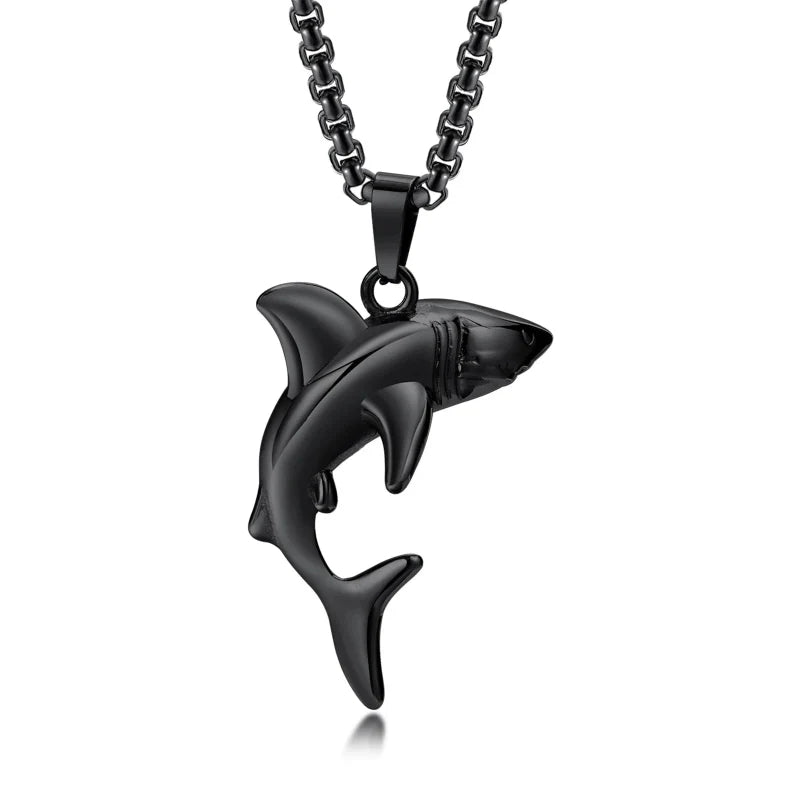 Black Men's Shark Pendant Necklace