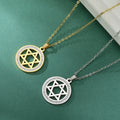 Necklace with round pendant featuring the Star of David symbol