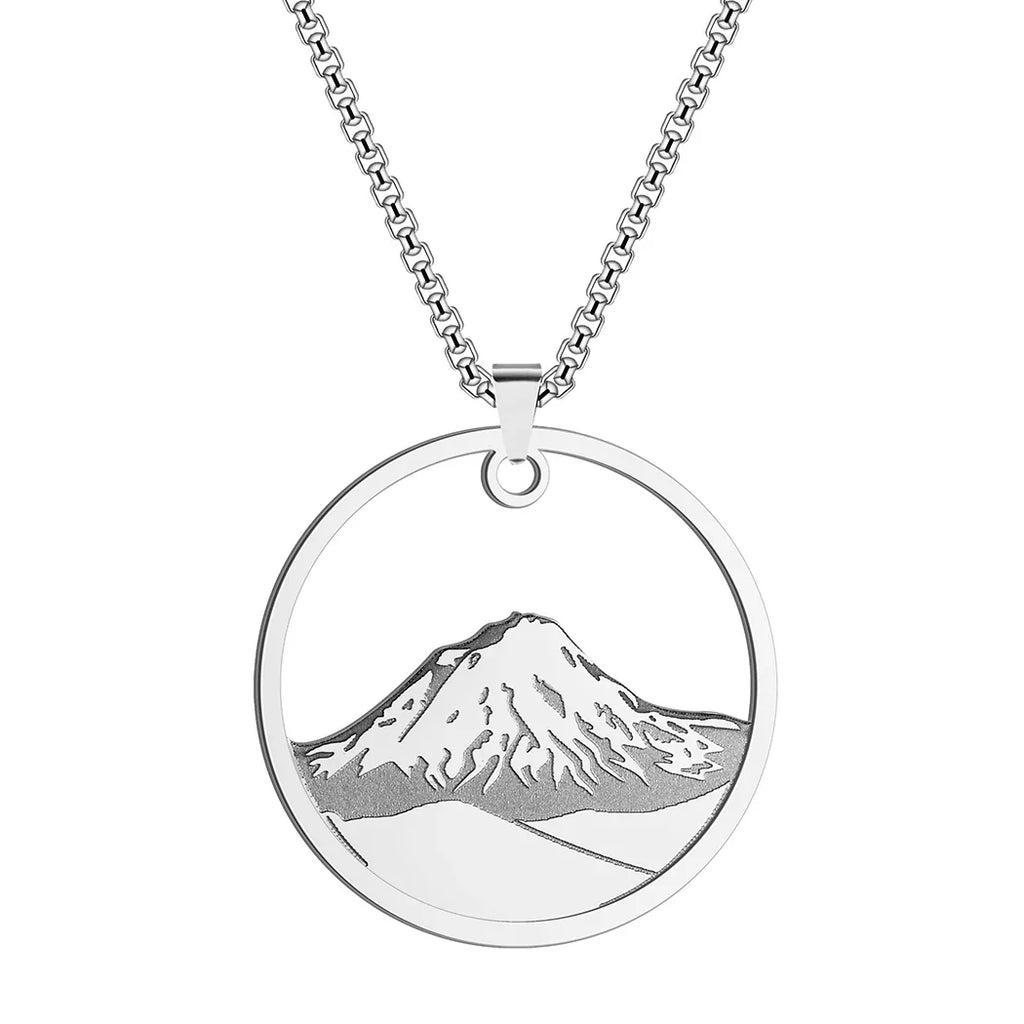 Necklace with Silver Mountain Round Pendant