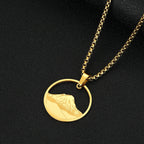 Necklace with Gold Mountain Round Pendant