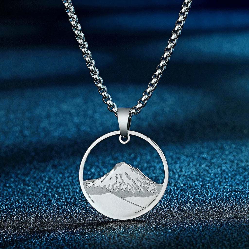 Necklace with Silver Mountain Round Pendant