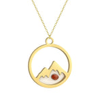 Necklace with Round Mountain and Seed Pendant gold