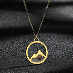 Necklace with Round Mountain and Seed Pendant gold