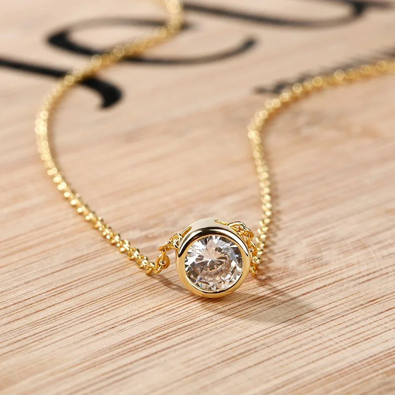 Necklace with round birthstone pendant for women