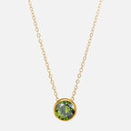 Necklace with round birthstone pendant for women