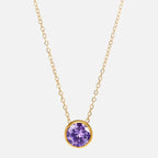 Collier avec pendentif rond pierre de naissance pour femme
