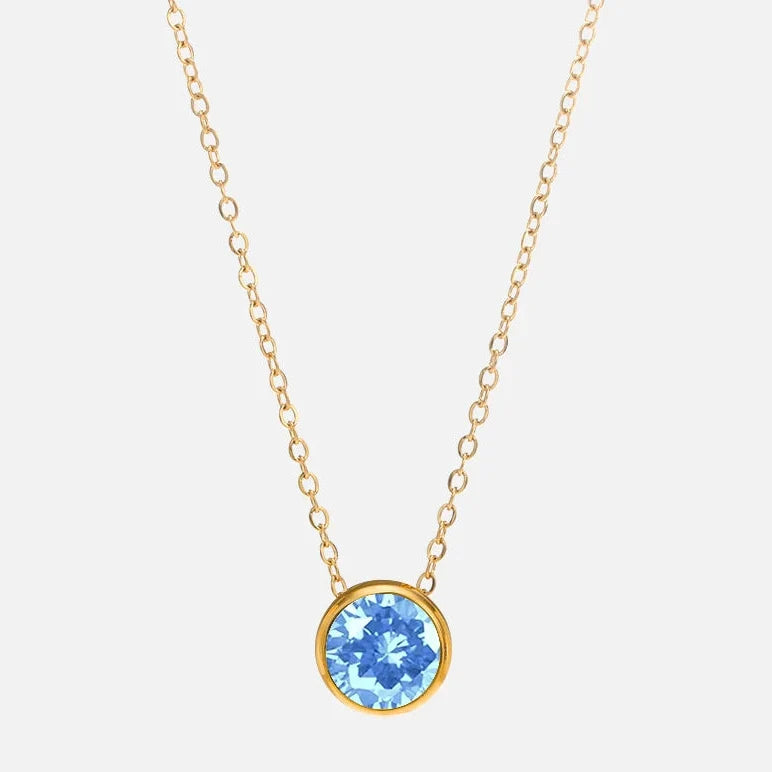 Necklace with round birthstone pendant for women