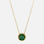 Necklace with round birthstone pendant for women