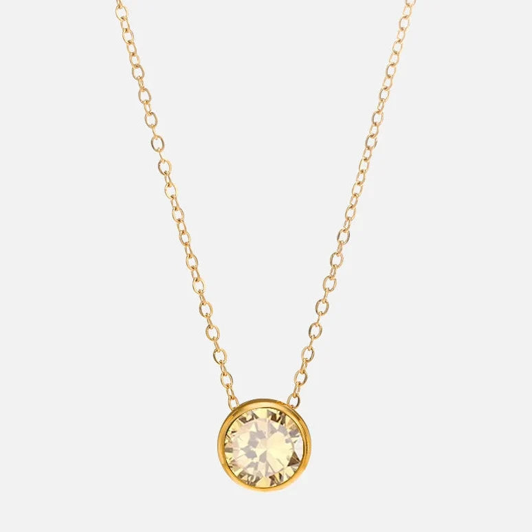 Necklace with round birthstone pendant for women