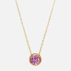 Necklace with round birthstone pendant for women