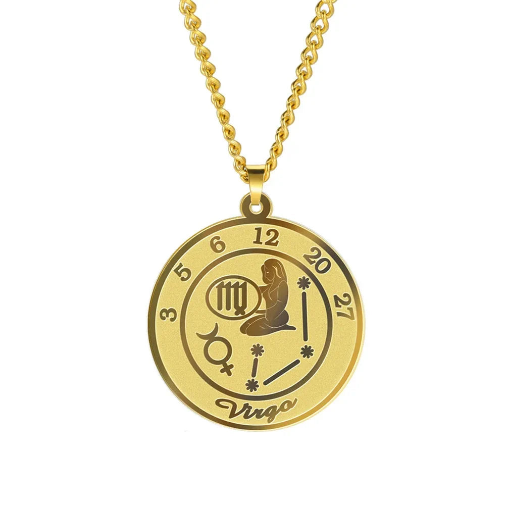 Collar con Colgante del Signo del Zodiaco Astrológico para Hombre o Mujer