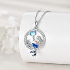 Collier avec Pendentif Sirène avec Zircon et Pierre de Lune