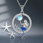 Collier avec Pendentif Sirène avec Zircon et Pierre de Lune