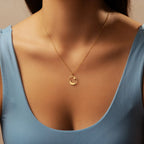 Collier avec pendentif symbolique de l'islam croissant de lune et étoile arabe or