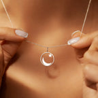 Necklace with crescent moon and star Islamic symbol pendant