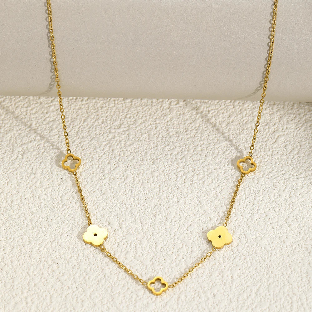 Collier avec Pendentif Trèfle à 4 Feuilles or